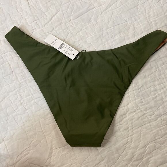 NWT J.Crew Curved-waist cheeky bikini bottom in Green - Picture 7 of 7